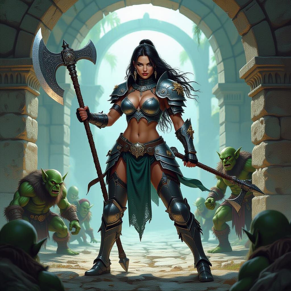 Armored Robot Warrior in Labyrinth of Goblins