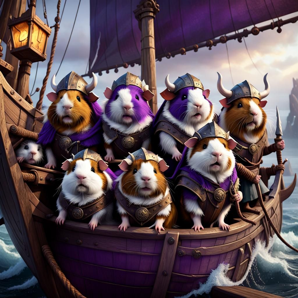 Guinea Pigs as Vikings: Dark Fantasy Art