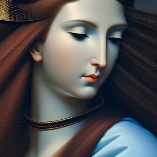 Monochromatic Angel Portrait in Da Vinci Style