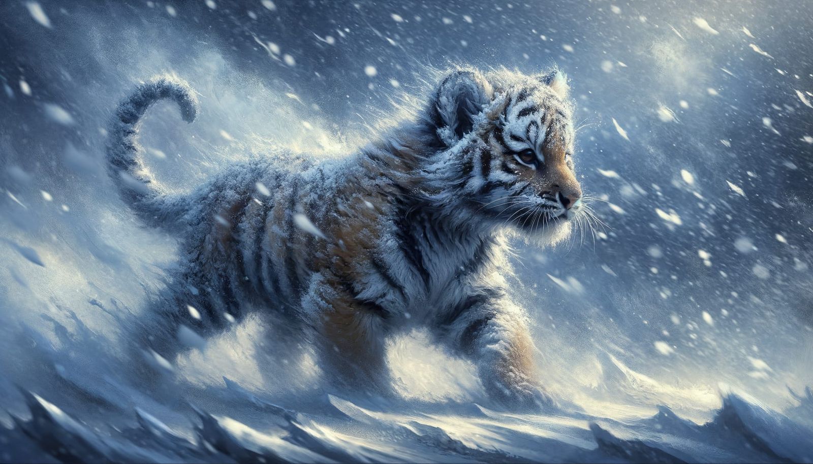 Tiger Cub in the Snow