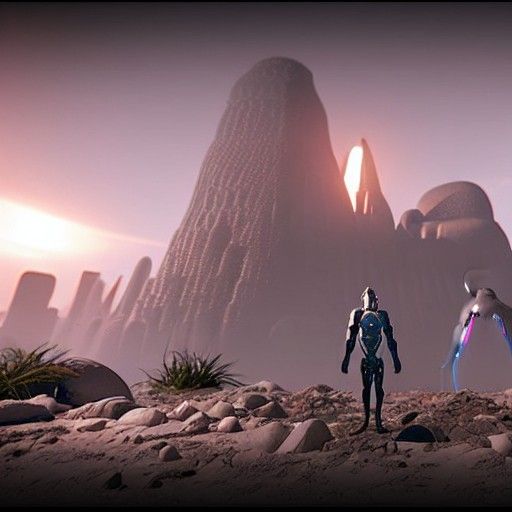 Futuristic Sci-Fi Vision of the First Humans