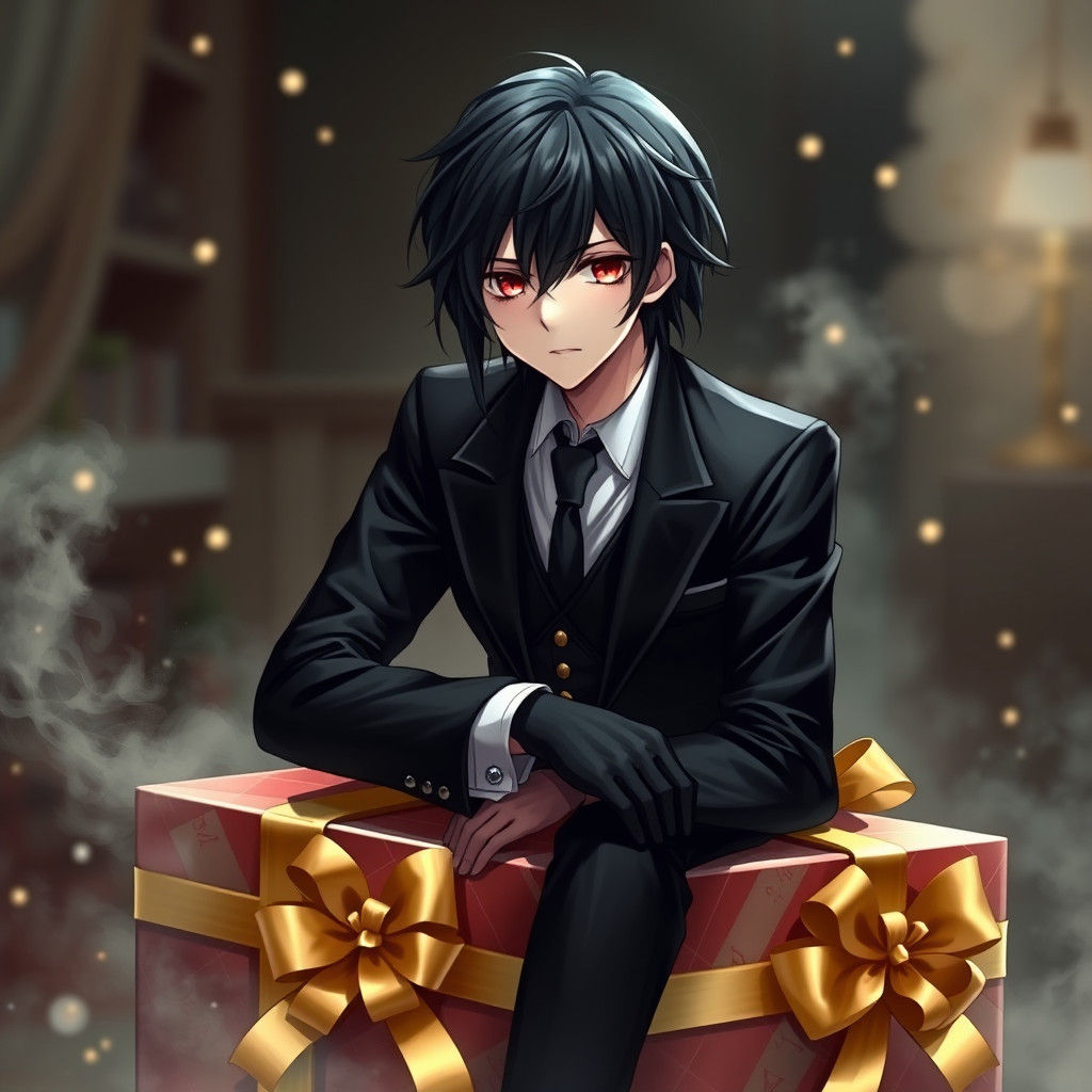 Handsome Gentleman Surrounded by Whimsical Christmas Magic