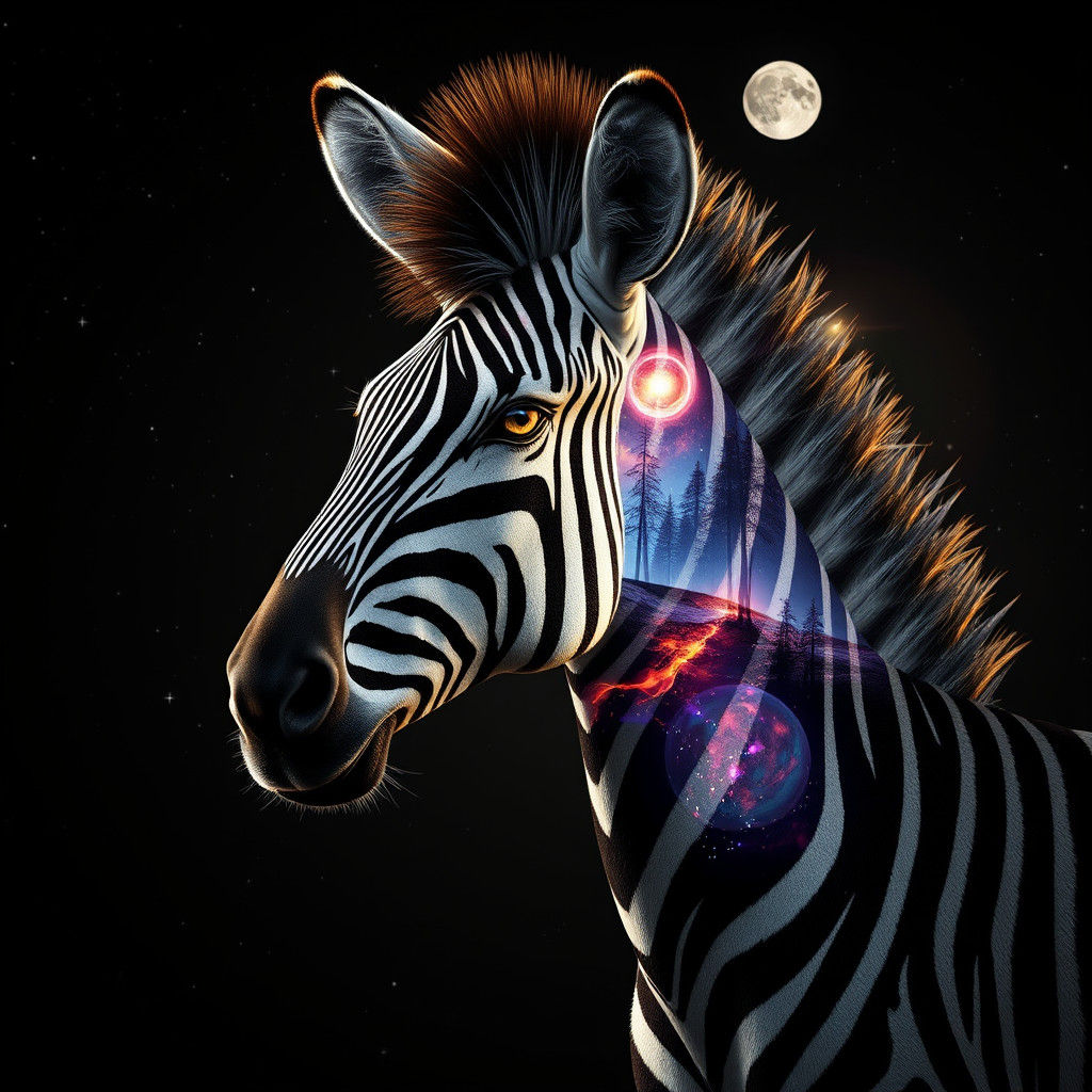 Ethereal Zebra in Cosmic Dreamscape