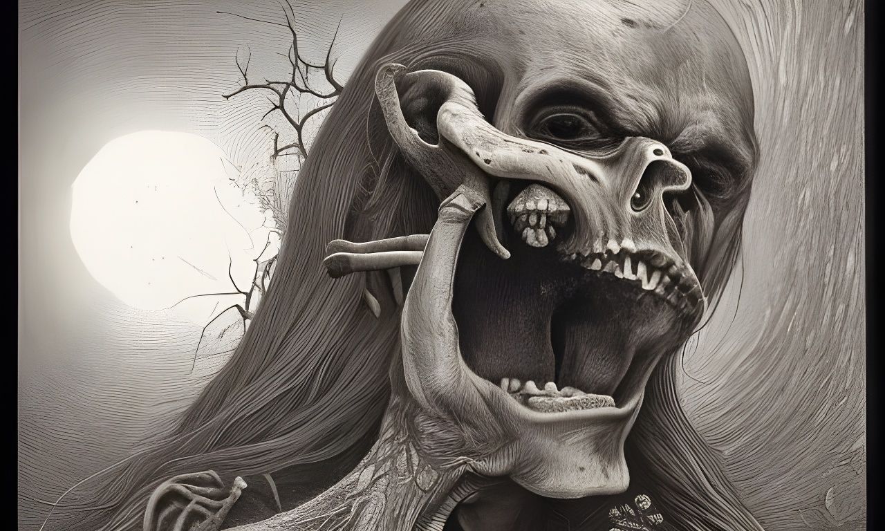Baba Yaga Screaming Portrait in Photorealistic Style