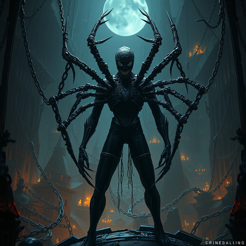 Gothic Horror Spiderman in Dark Fantasy Style