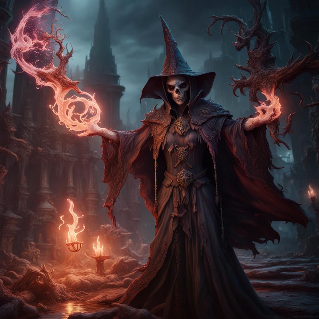 Detailed Dark Necromancer Fantasy Concept Art