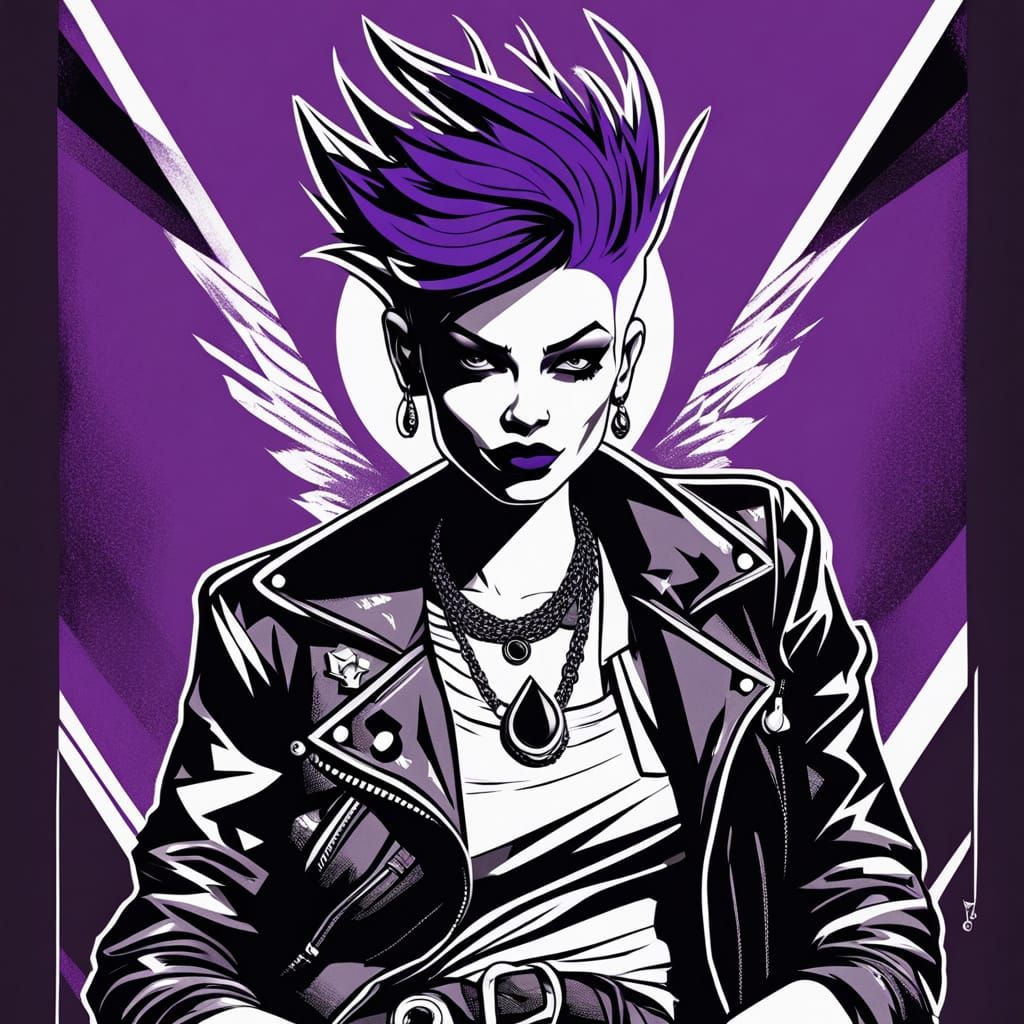 Bold Asexual Rocker Chick Ace of Clubs Inspired Illustration