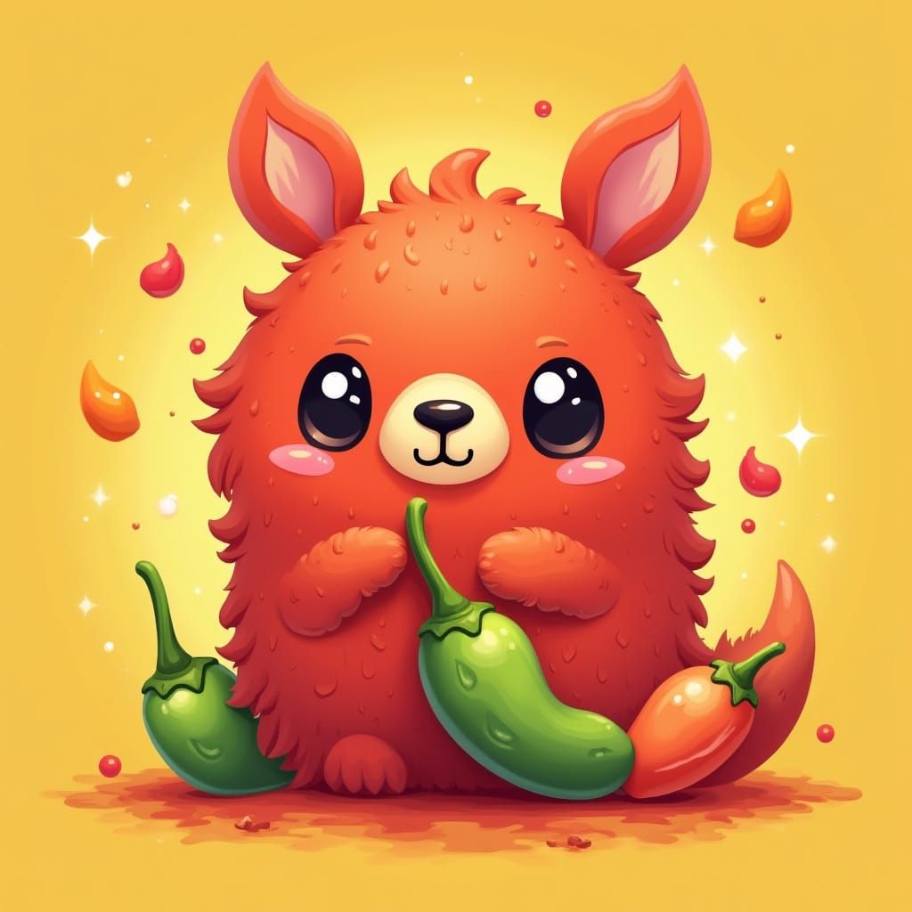 Mexican Chili Gummy Brand Logo in Kawaii Style