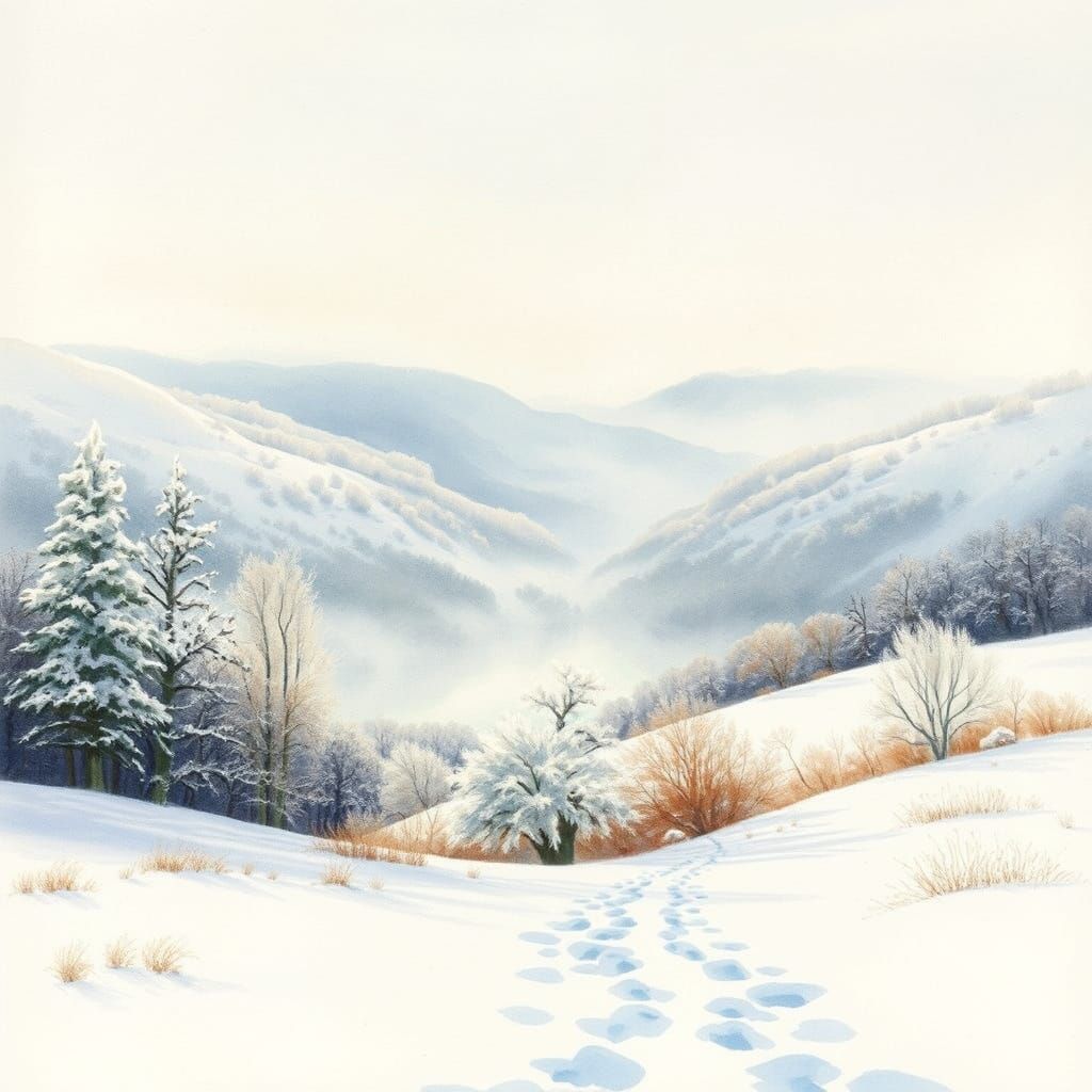 Winter Wonderland in Watercolor Style