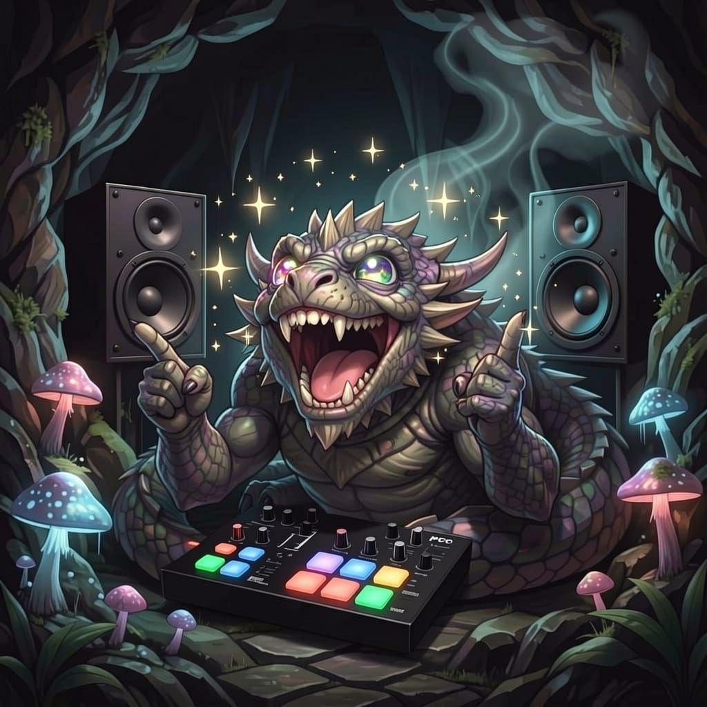 Mystical Dragon Slumbers in Luminescent Grotto Digital Paint...