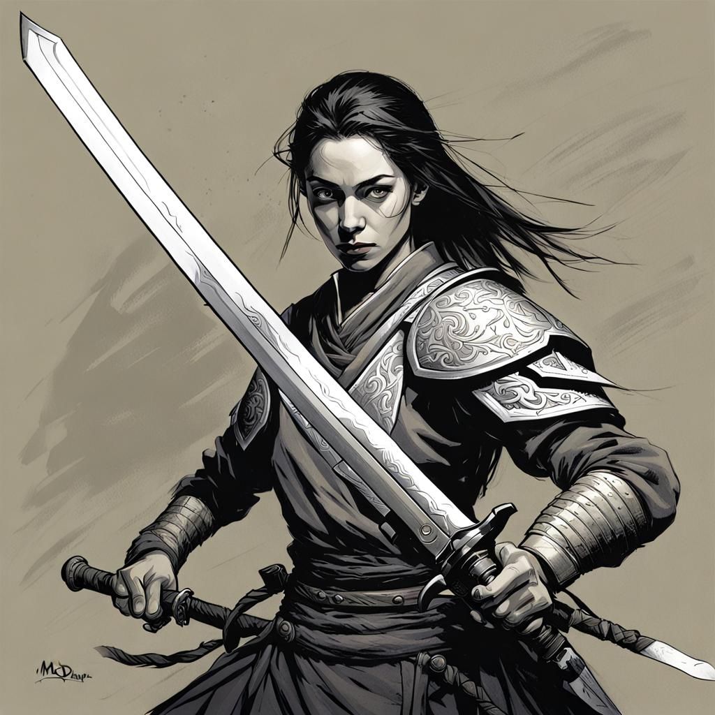 Female Swordsman in Comic Book Style