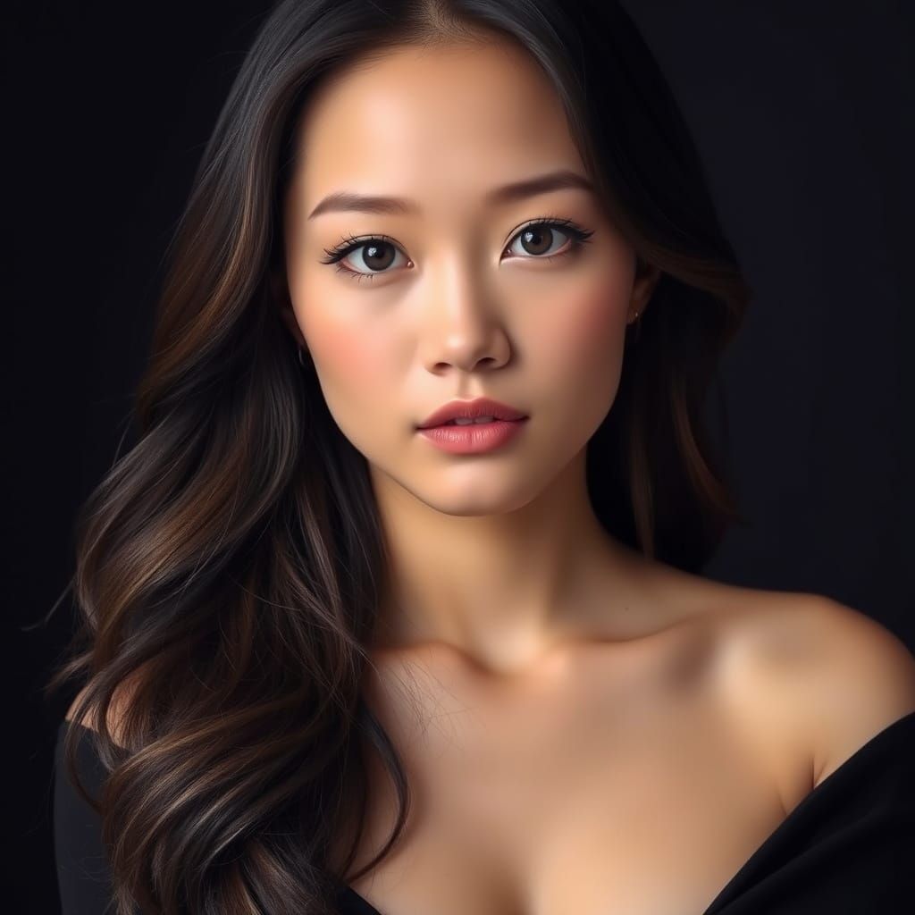 Elegant Studio Portrait of a Serene Asian Woman