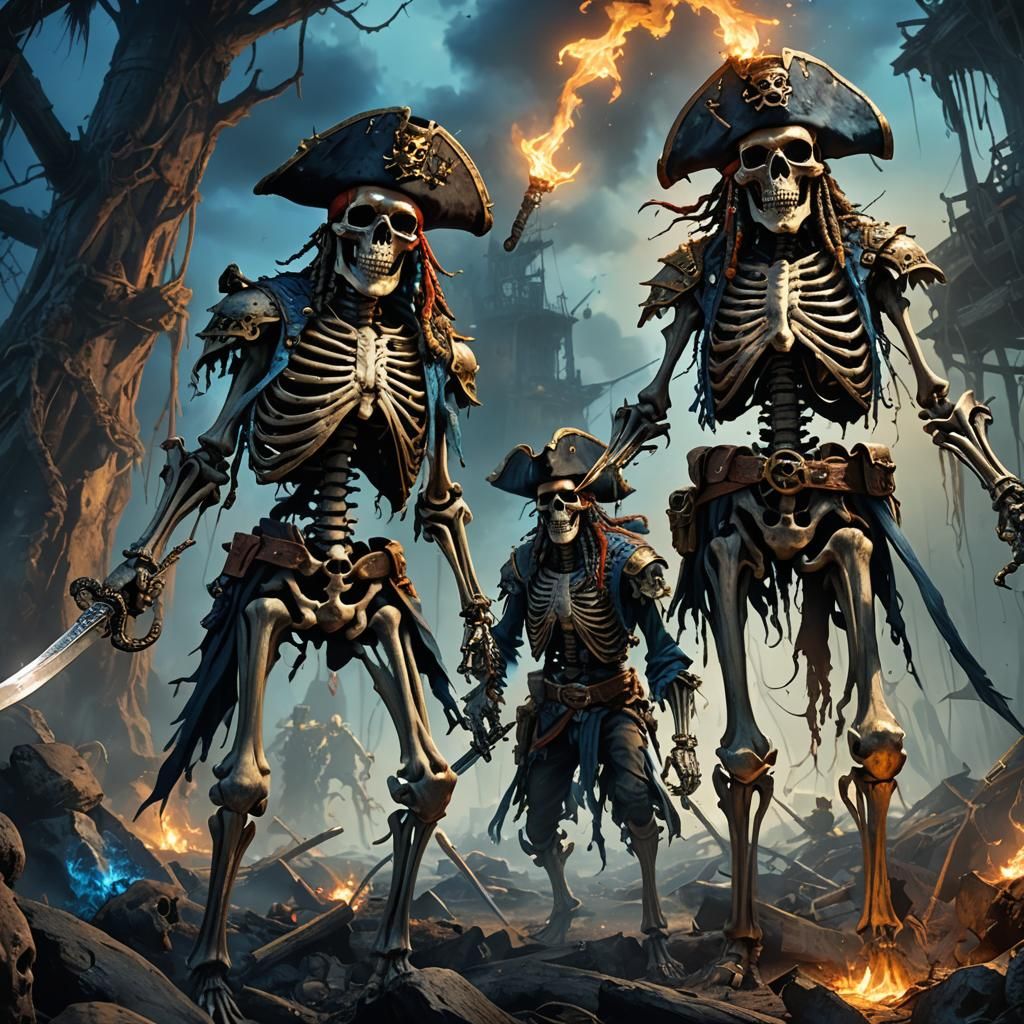 Undead Pirate Skeletons Rise in Dark Fantasy Art
