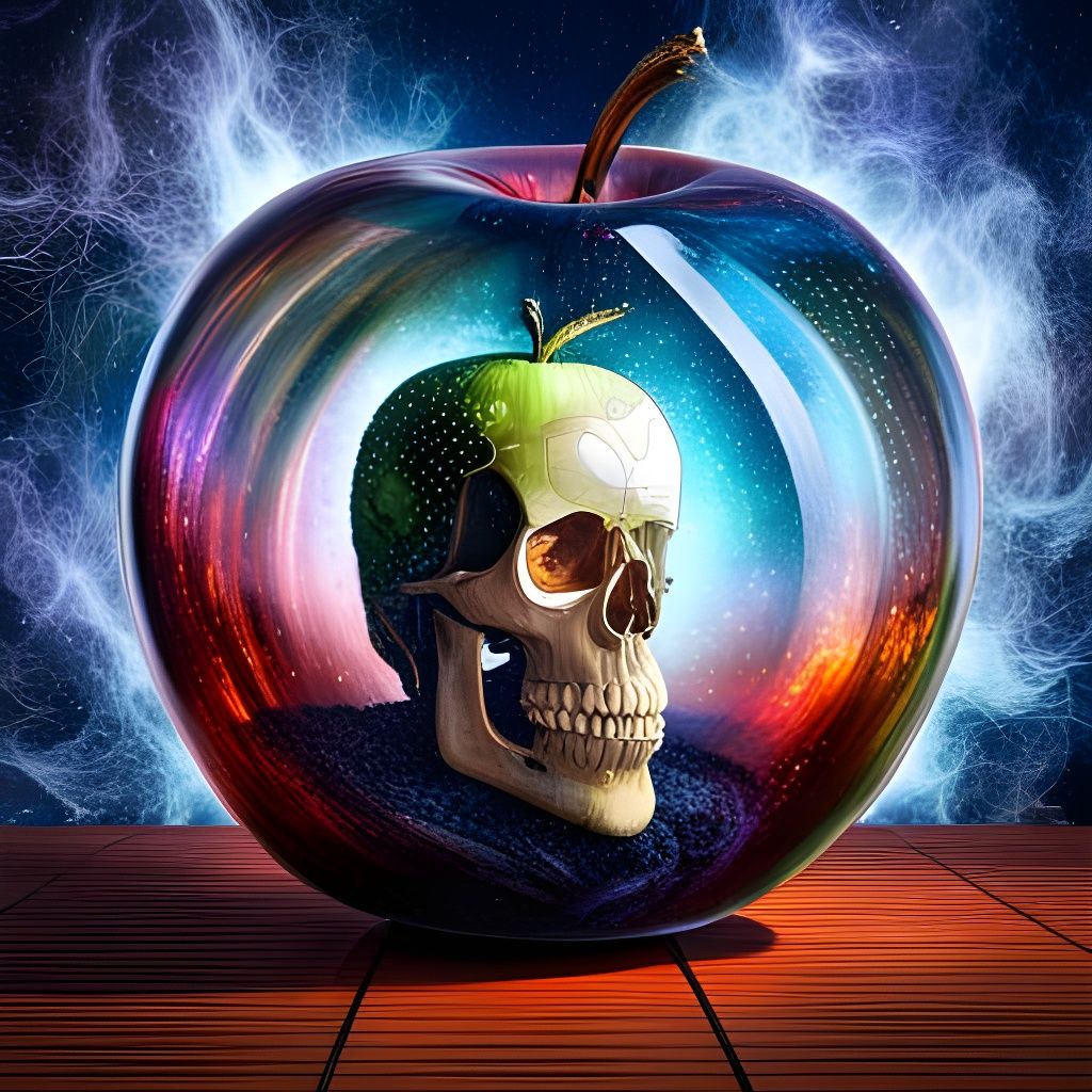 Steampunk Skull Encased in Glass Apple