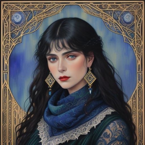 Ethereal Gypsy in Art Nouveau Style