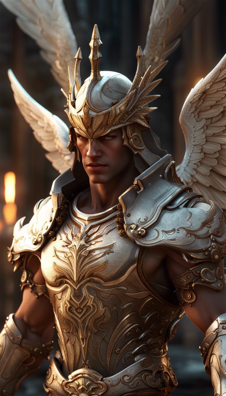 Epic Male Angel Holy Warrior in 3D Render