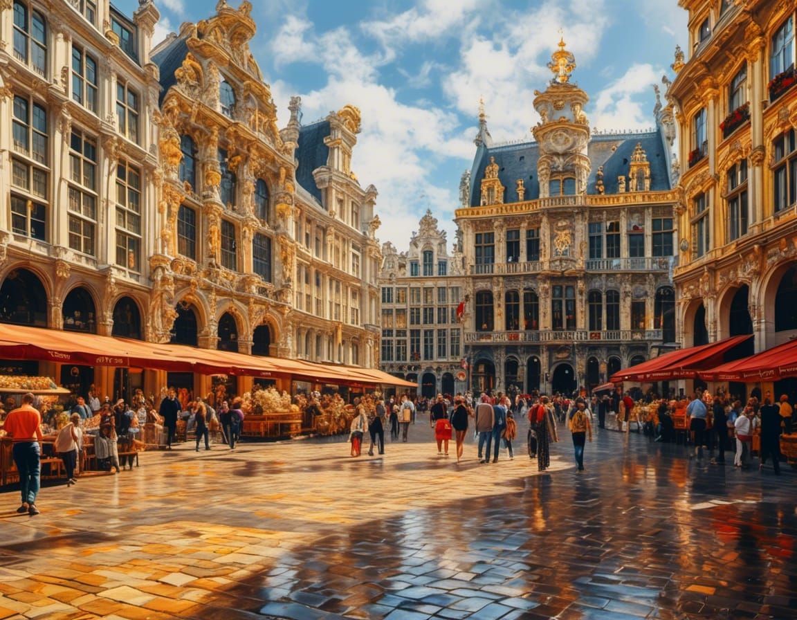 Brussels Grand-Place: Hyper-Realistic Oil Painting