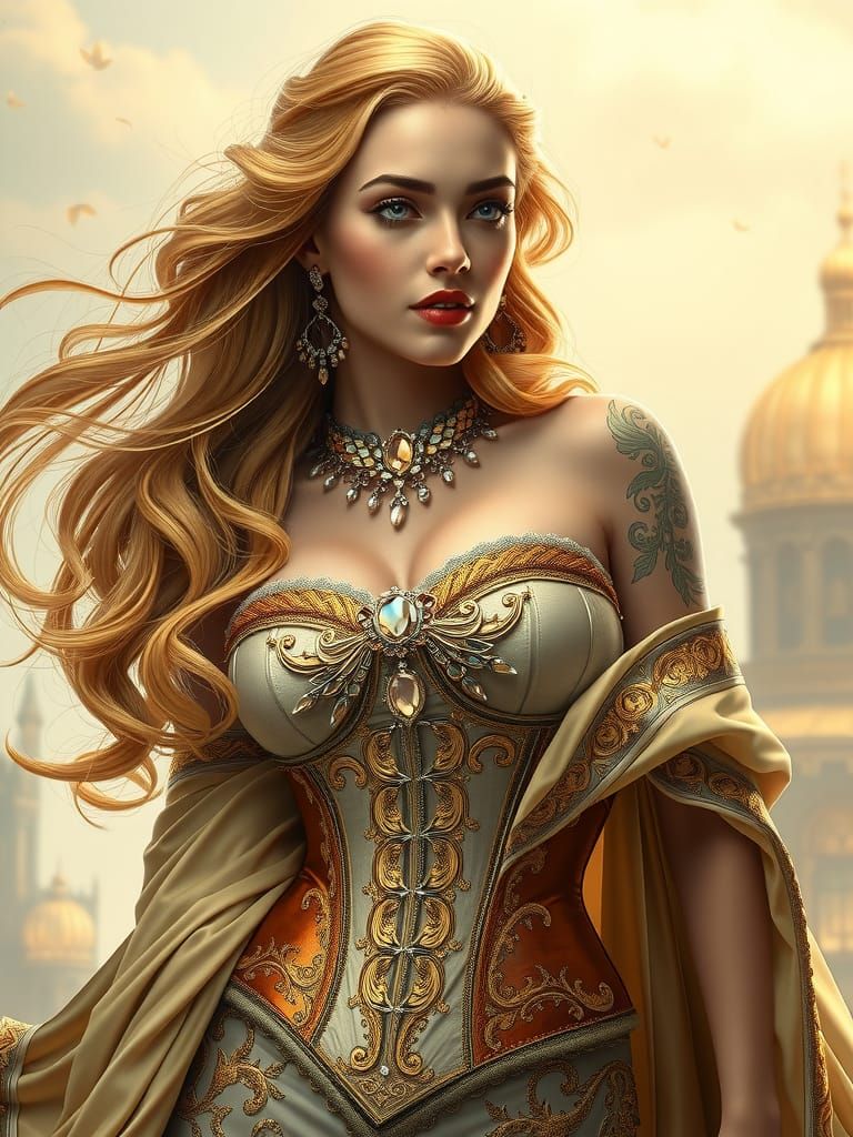 Goddess of Fortune in Dreamy Art Nouveau Style