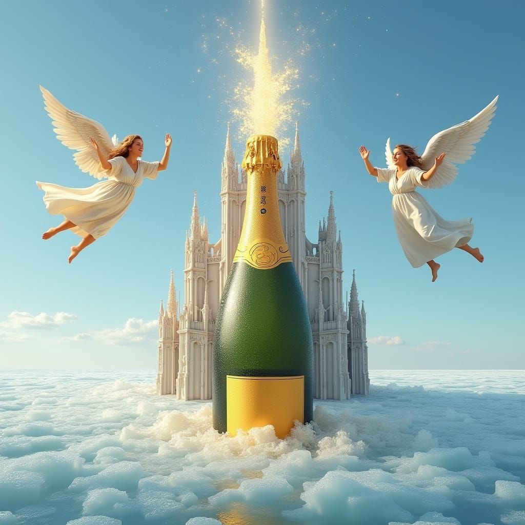 Reims Cathedral on Ice with Champagne Geyser