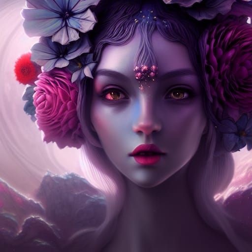 Fantastical Flowers of Space in Detailed Digital Painting