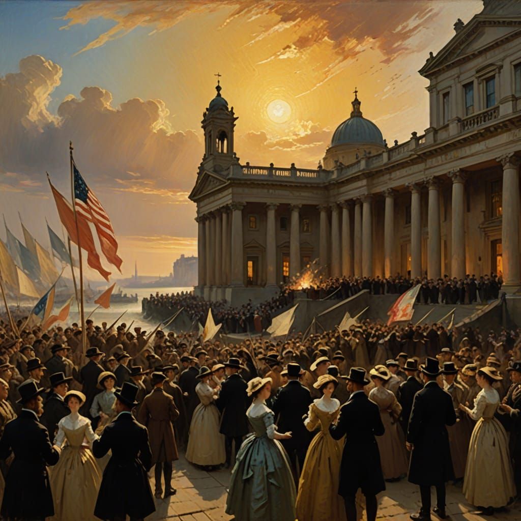 Epic Summer Worship Scene in Impressionist Style