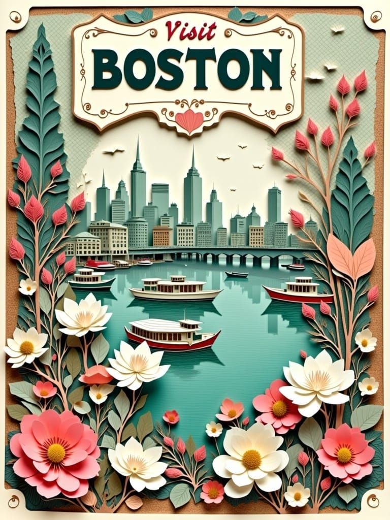 Visit Boston: Art Deco Travel Poster