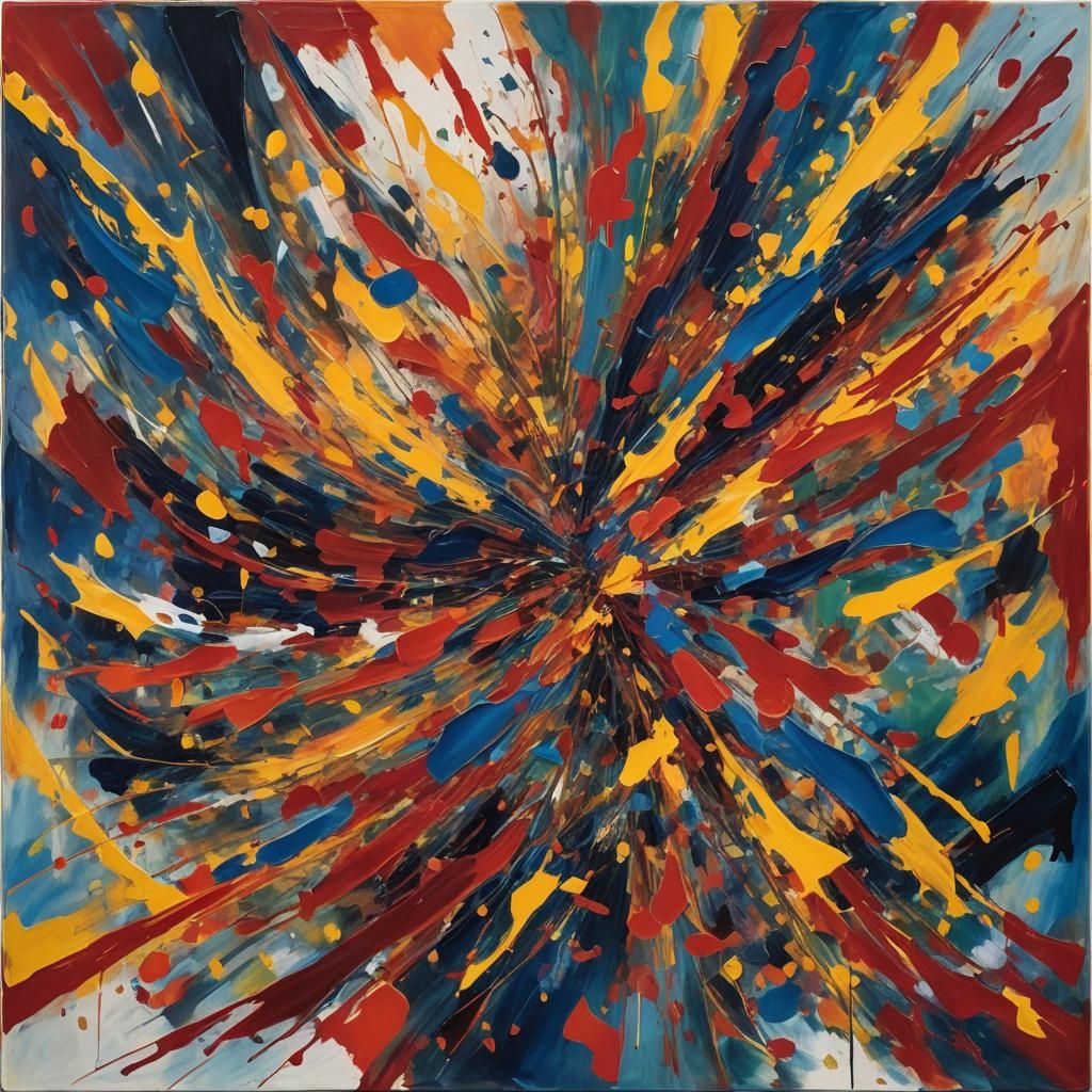 Abstract Expressionist Painting of a Passionate Couple