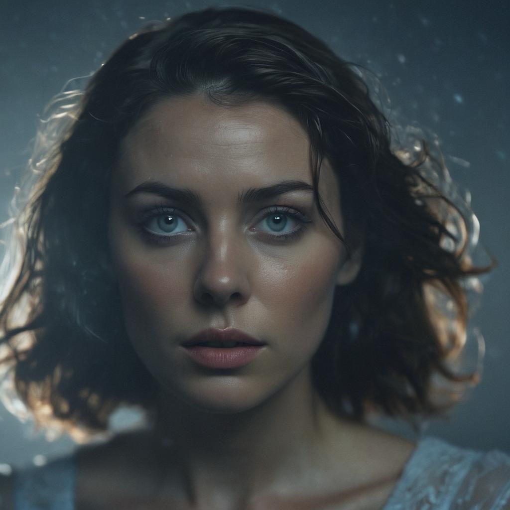 Introspective Woman in Blue Light: Film Noir Portrait