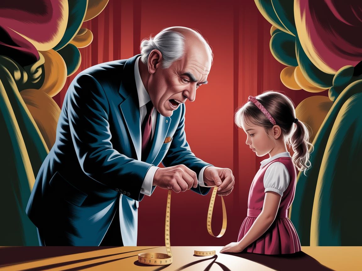 Surreal Official Measures Young Girl's Waist in Whimsical Il...