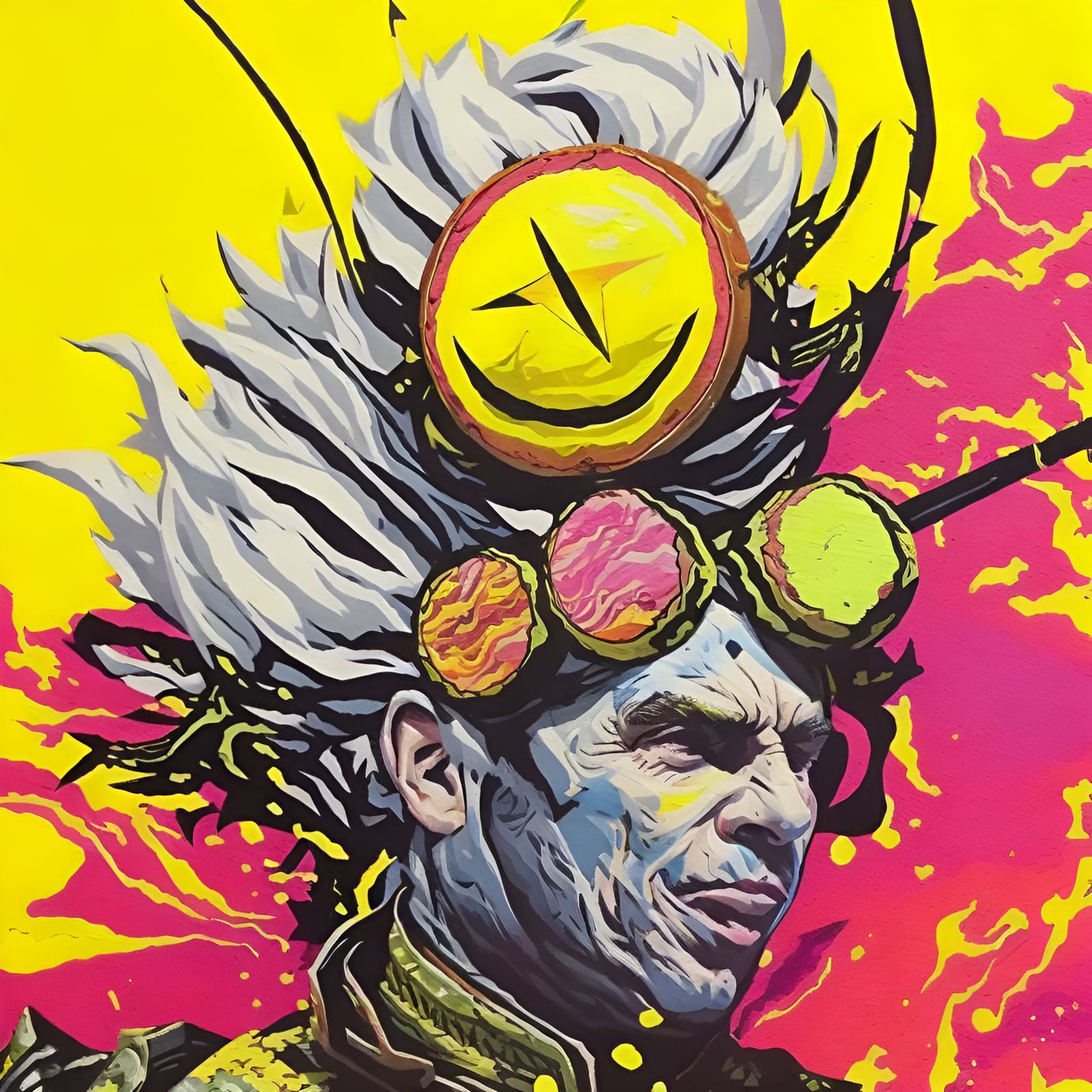 Explosive Lemon Man Portrait in Borderlands Style