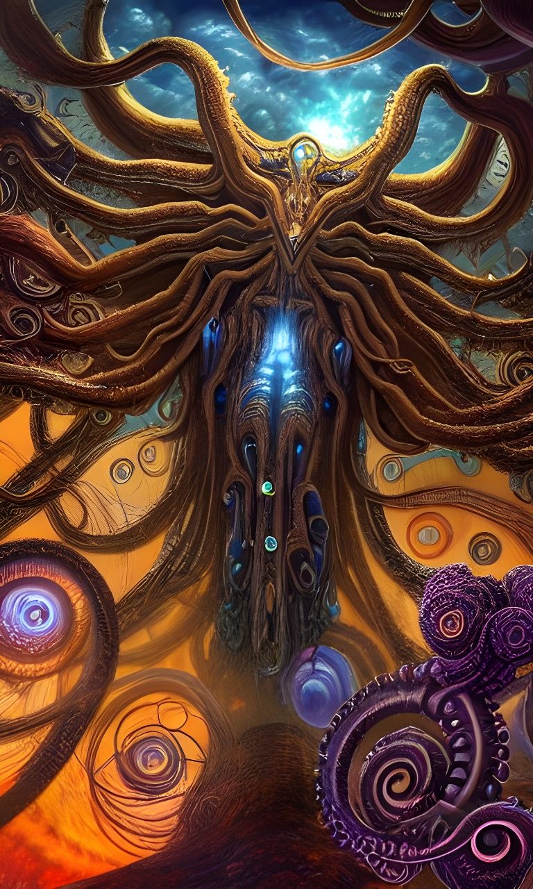 Lovecraftian Cosmic God in Surreal Digital Illustration