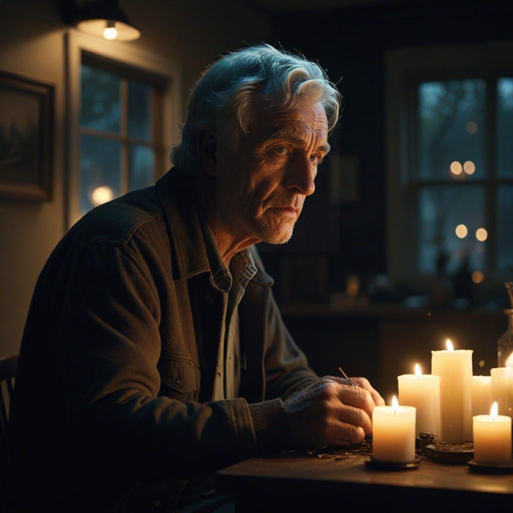 Ambient lighting with candles and fairy lights.