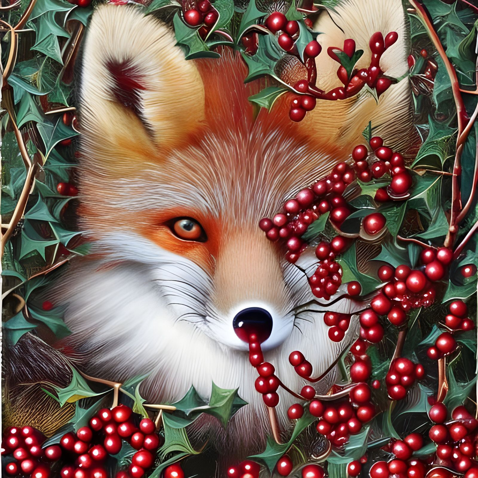 Fluffy Fox in Fairytale Forest Oil Painting