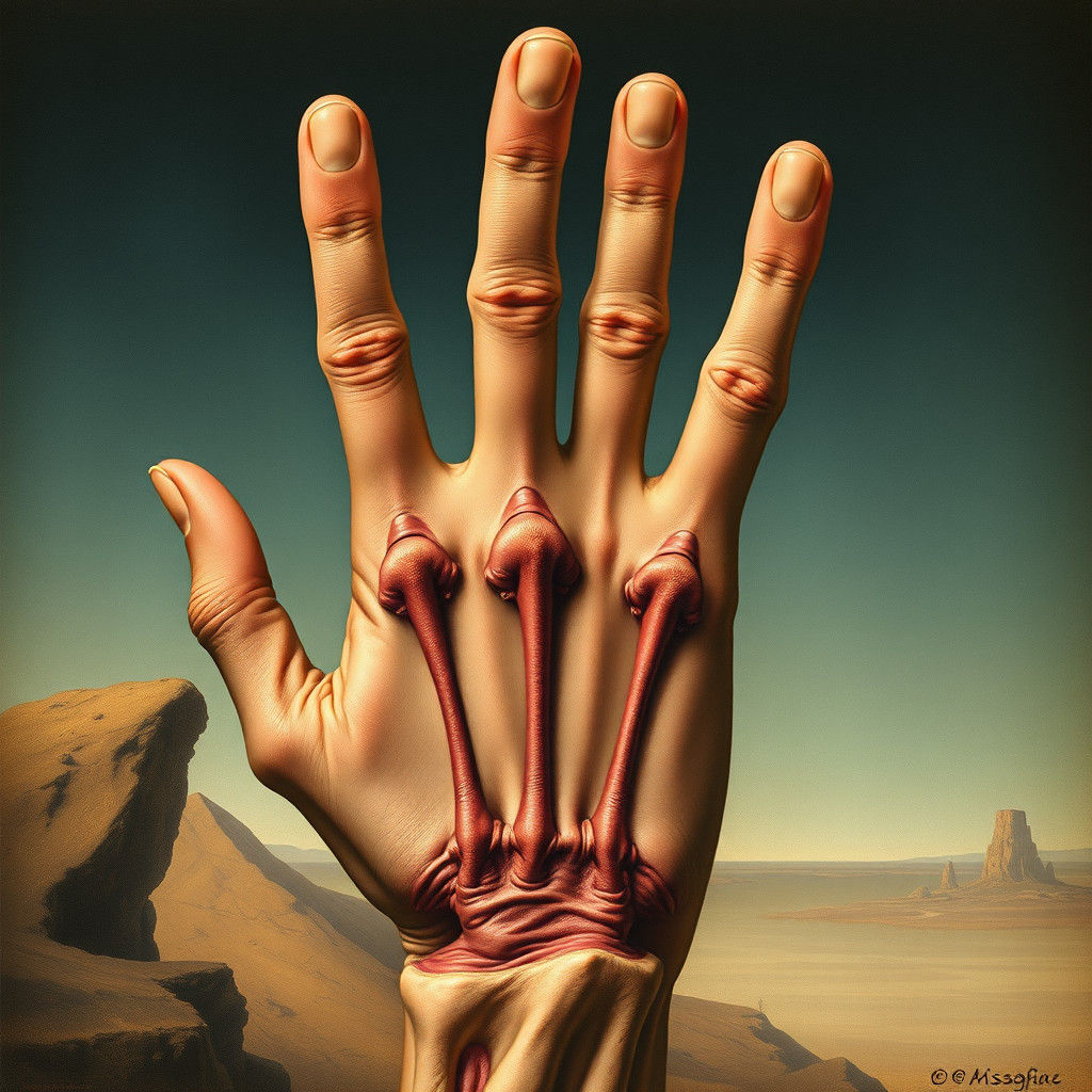 Surreal Hand with Five Fingers: Dreamlike Art