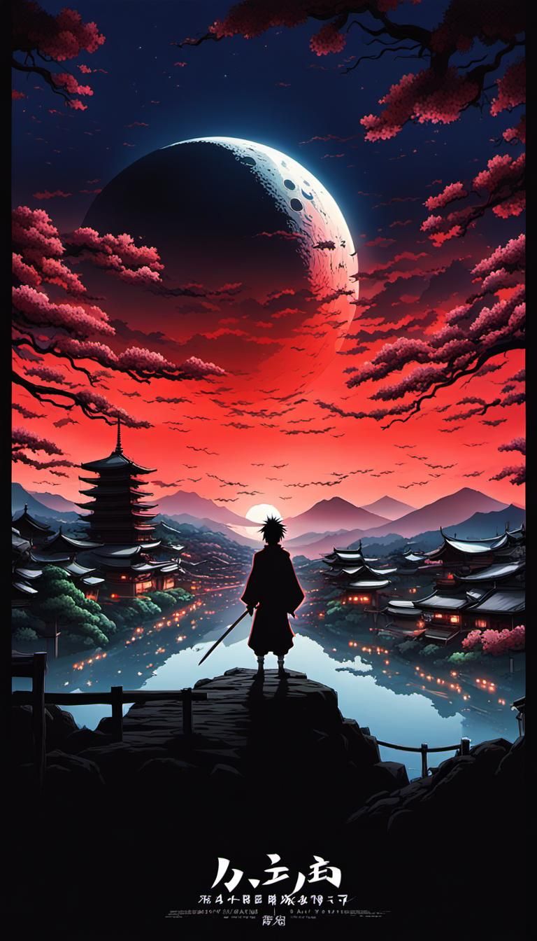 Epic Anime Battle Under a Cursed Moon