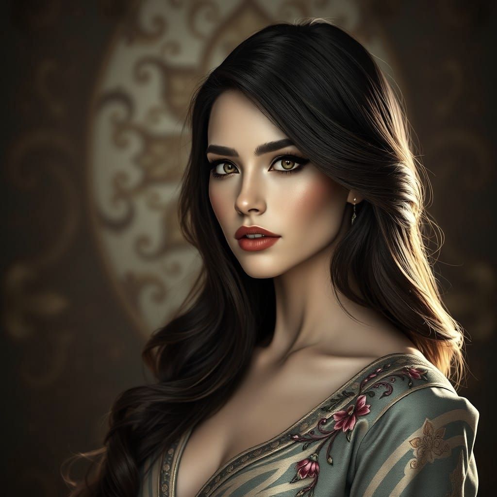 Elegant Woman Portrait in Triadic Colors