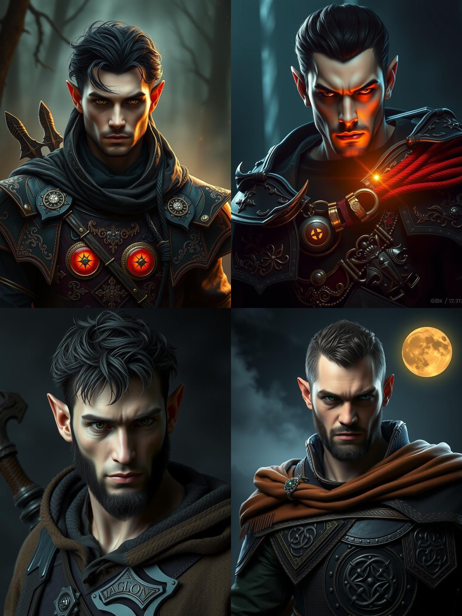Fey Vampire Medieval Ranger Portrait in Fantasy Horror Style