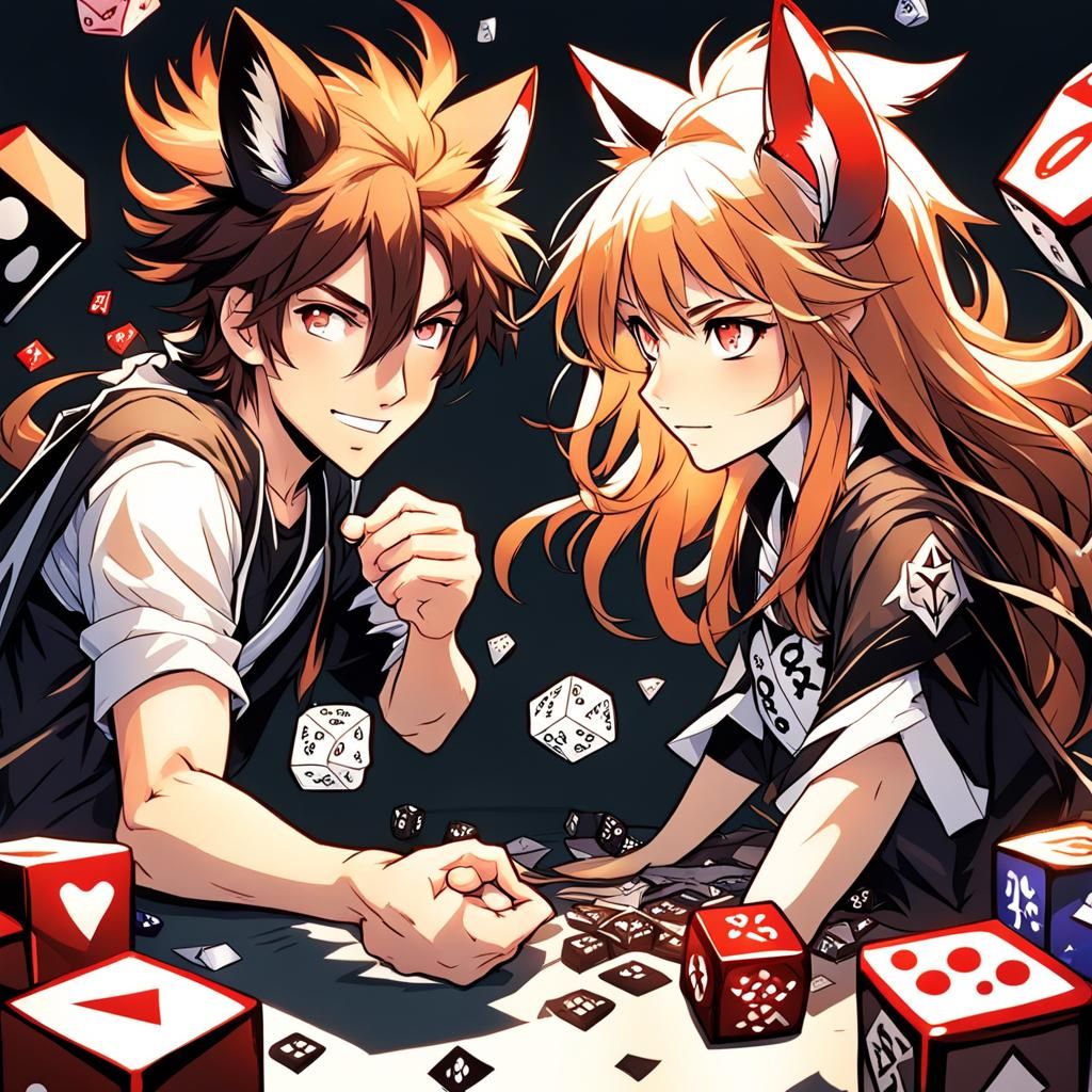 Anime Rat Boy and Fox Girl Debate DnD Dice