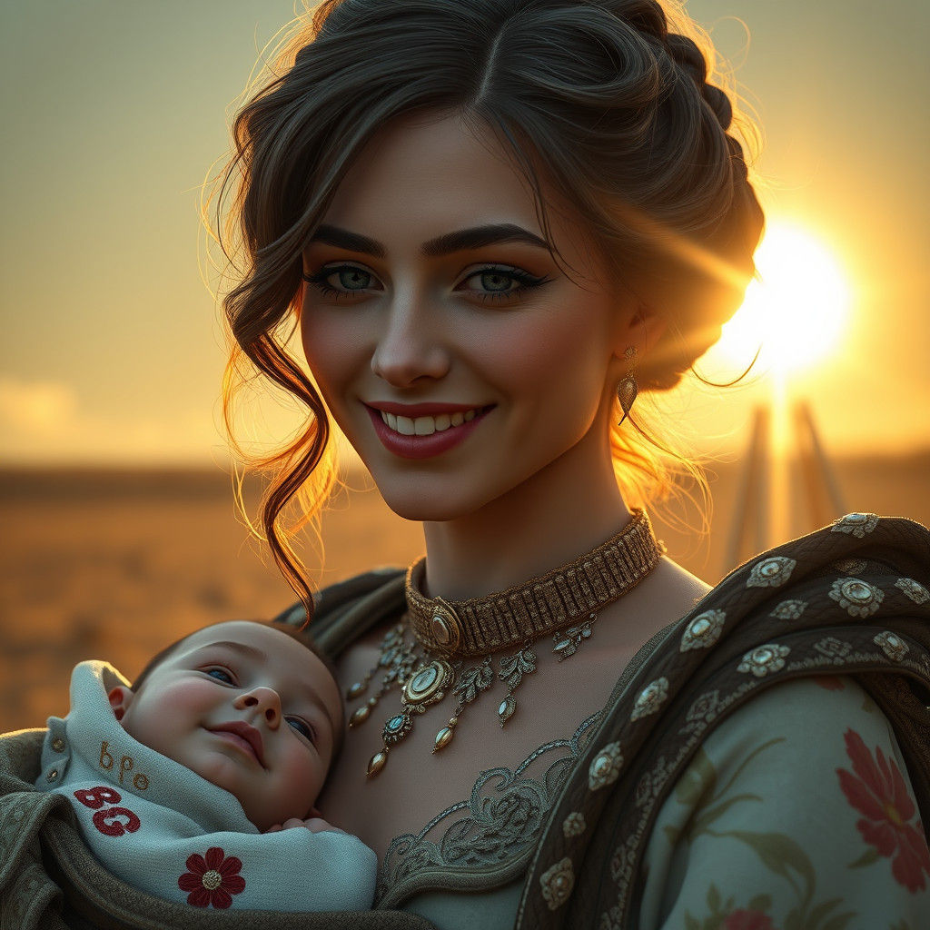 Persian Woman and Child in Renaissance Style