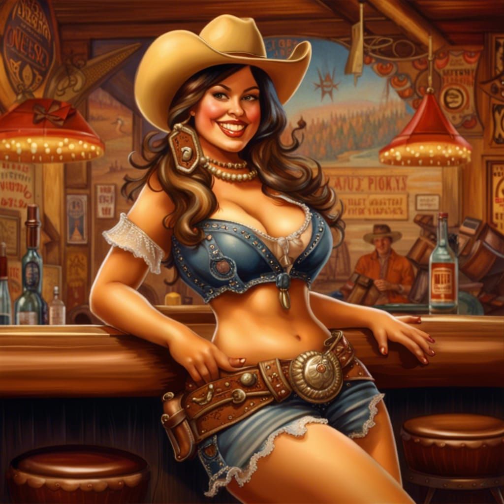 Attractive Cowgirls in Elaborate Western Detail