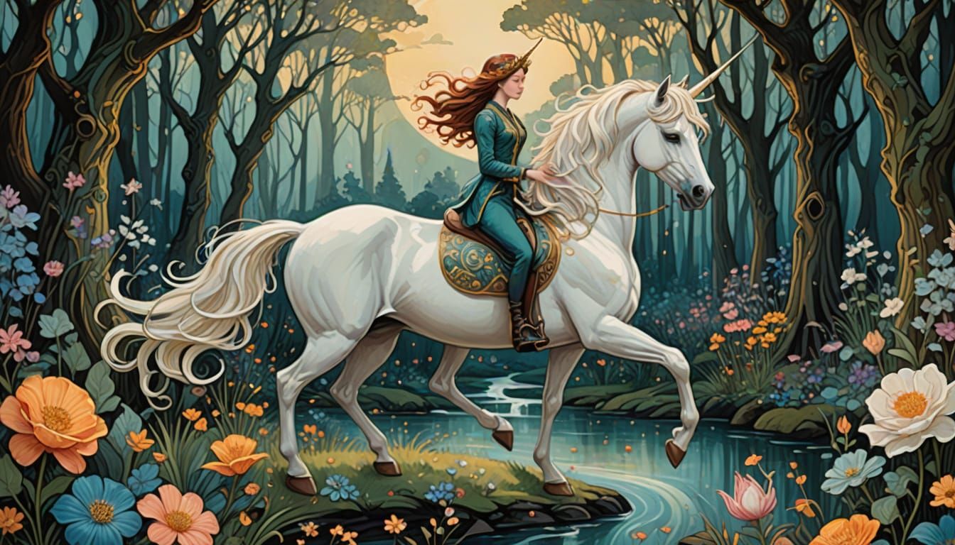 Enchanted Unicorn in a Whimsical Forest