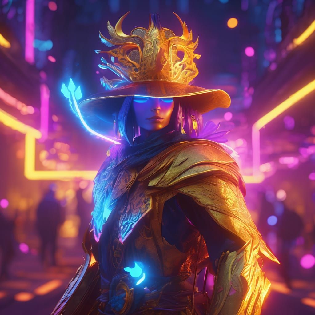 Roblox Character in a Neon Fantasy World