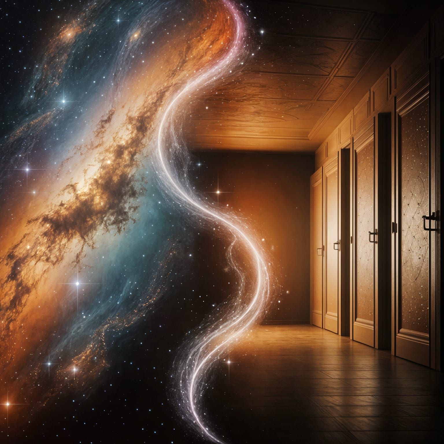 Yin-Yang Cosmos and Confinement in Digital Painting