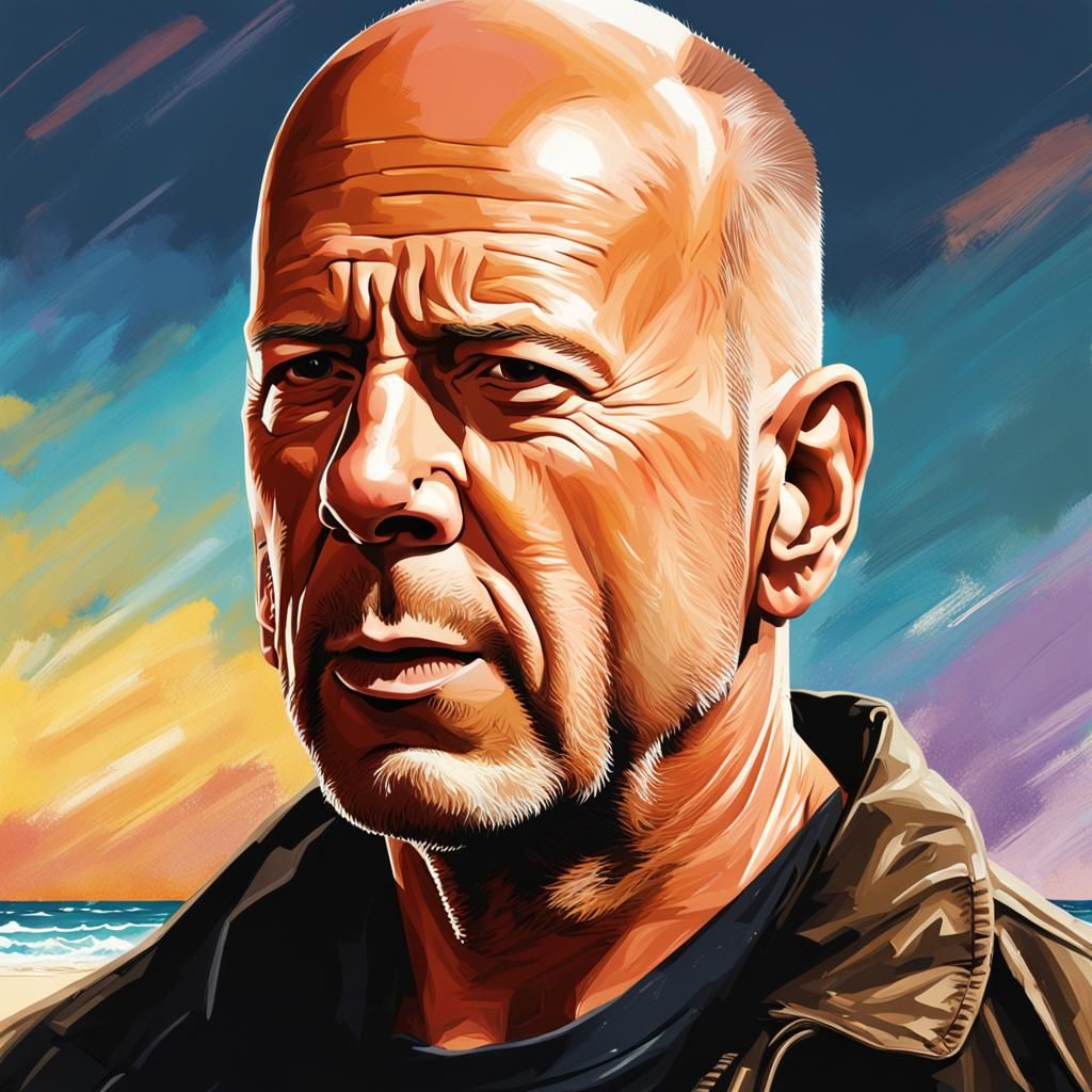 Hyperrealistic Portrait on a Beach with Dramatic Lighting