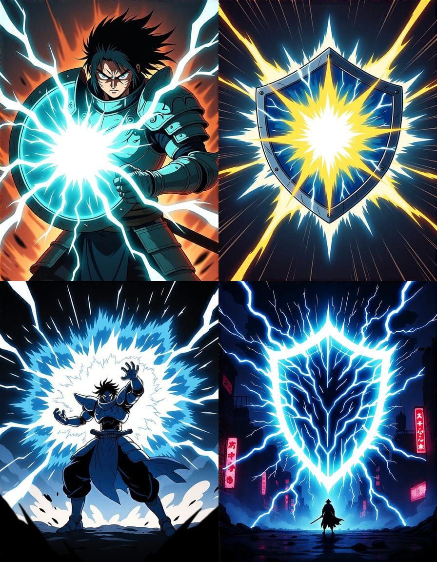Dynamic Electric Shield in Anime Style