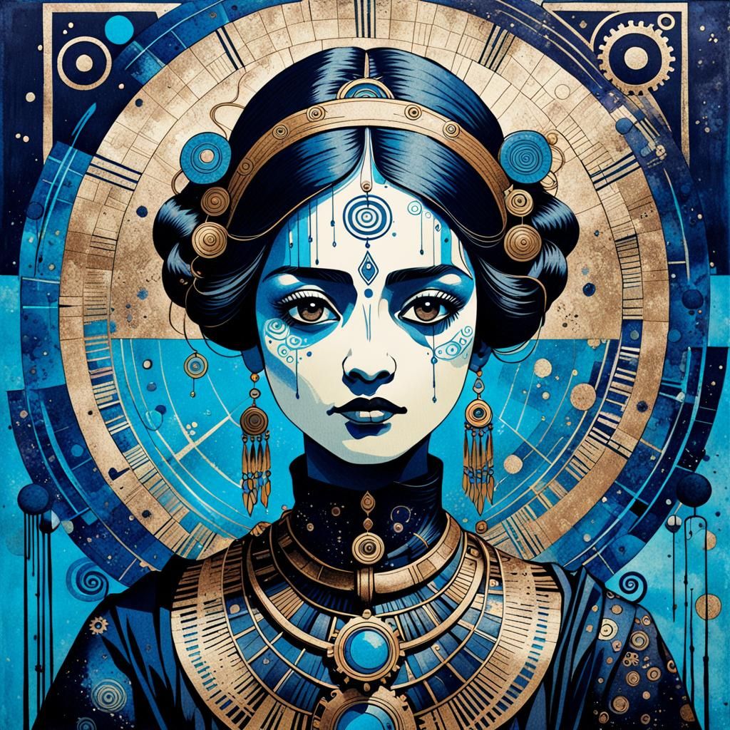 Steampunk Portrait in Art Nouveau Style