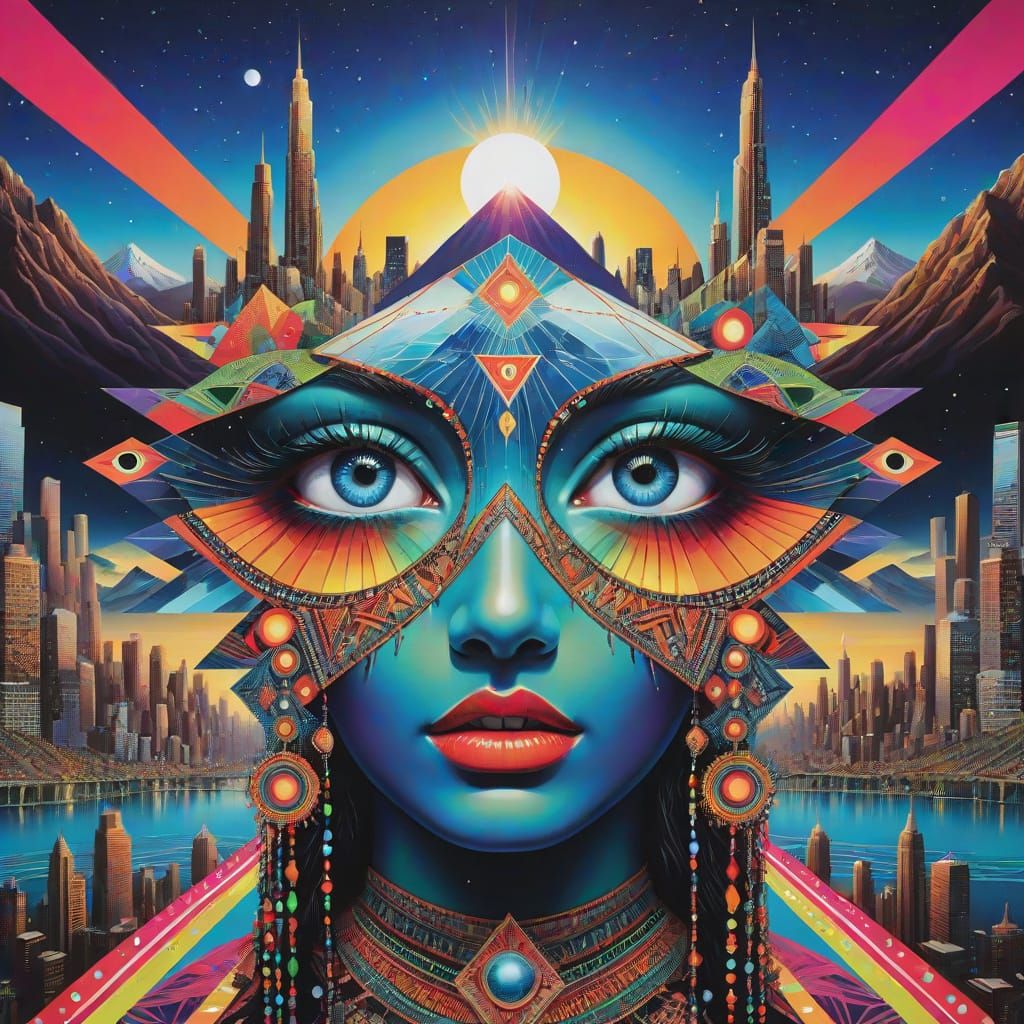 Eyes Wide Open in a Vibrant, Surreal Collage