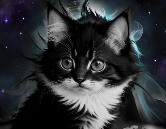 Adorable Fluffy Halloween Kitten Portrait