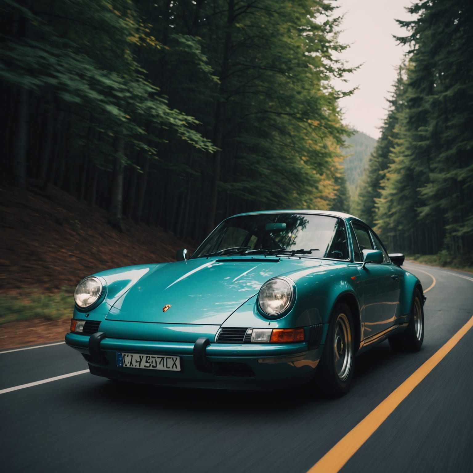 Dramatic Porsche in Cinematic Film Still