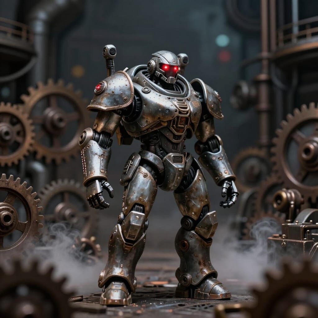Miniature Mech Pilot in Vast Industrial Factory